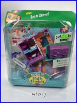 Polly Pocket Surf n' Swim Vacation Fun Island Treasure Chest Bluebird 1996 RARE