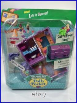 Polly Pocket Surf n' Swim Vacation Fun Island Treasure Chest Bluebird 1996 RARE