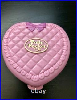 Polly Pocket Vintage Heart Shaped 3 Playset Lot Pink Blue Cream Includes Figures