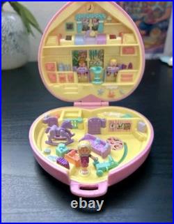 Polly Pocket Vintage Heart Shaped 3 Playset Lot Pink Blue Cream Includes Figures