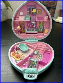 Polly Pocket Vintage Heart Shaped 3 Playset Lot Pink Blue Cream Includes Figures