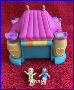 RARE Vintage Polly Pocket Bouncy Castle 1996 COMPLETE Both Dolls Pollyville