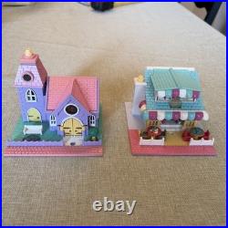 Rare Vintage 1994 Bluebird Polly Pocket Pollyville -10 Buildings & Mat & Figures