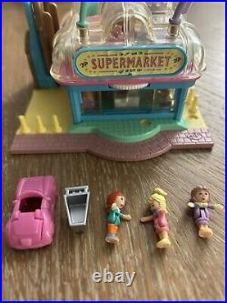 Rare Vintage Bluebird Polly Pocket 1995 Light-Up Supermarket with dolls, pink