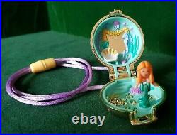 Rare Vintage Polly Pocket 1993 Seashine Mermaid Shell Locket Necklace Complete