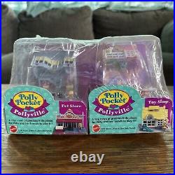 Sealed! Polly Pocket Pollyville Pet Store Mattel 1994 No. 11198 & 11197 Vintage