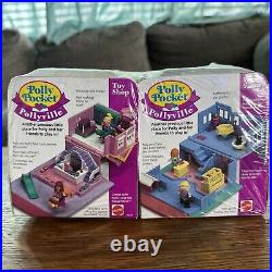 Sealed! Polly Pocket Pollyville Pet Store Mattel 1994 No. 11198 & 11197 Vintage