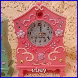 Swimmer Retro Flower Clock Set Polly Pocket Pink Green Vintage Display