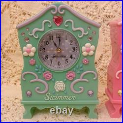 Swimmer Retro Flower Clock Set Polly Pocket Pink Green Vintage Display