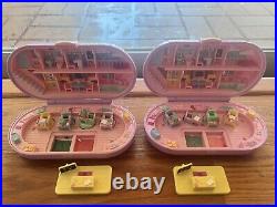 TWO Sets Vintage 1992 Polly Pocket Stampin' School Stamper Compacts 10 Dolls
