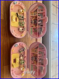 TWO Sets Vintage 1992 Polly Pocket Stampin' School Stamper Compacts 10 Dolls