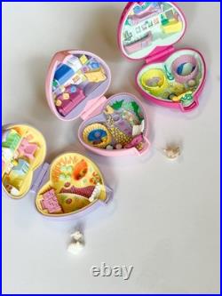 VTG 93' Polly Pocket Lot Of 3 Kitties, Puppies & Bunnies Bluebird Compact Read