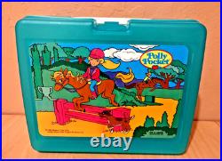 VTG HTF Polly Pocket Bluebird Up & Adam Lunchbox GREEN Horseriding Equestrian