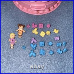 VTG Polly Pocket 1994 Birthday Party Surprise Compact 25 Pieces Banner Bluebird