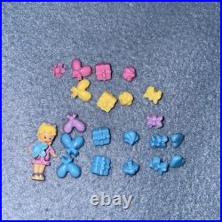 VTG Polly Pocket 1994 Birthday Party Surprise Compact 25 Pieces Banner Bluebird