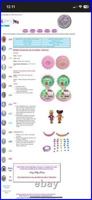 VTG Polly Pocket 1994 Birthday Party Surprise Compact 25 Pieces Banner Bluebird