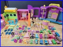 VTG Polly Pocket Folding House Boutique Playset Figures Accessories LOT Mattel