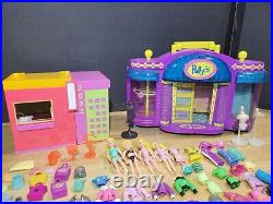 VTG Polly Pocket Folding House Boutique Playset Figures Accessories LOT Mattel