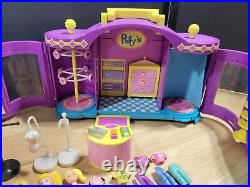 VTG Polly Pocket Folding House Boutique Playset Figures Accessories LOT Mattel