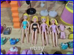 VTG Polly Pocket Folding House Boutique Playset Figures Accessories LOT Mattel