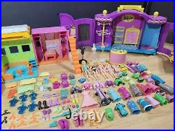 VTG Polly Pocket Folding House Boutique Playset Figures Accessories LOT Mattel