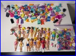 VTG Polly Pocket Lot Dolls Accessories Clothes. 19 Dolls & 100's Of Accessories