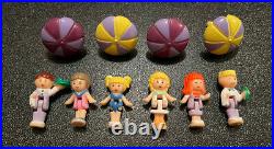 Vintage 1989 Bluebird Polly Pocket Pool Party COMPLETE 6 figures 4 umbrellas