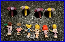 Vintage 1989 Bluebird Polly Pocket Pool Party COMPLETE 6 figures 4 umbrellas
