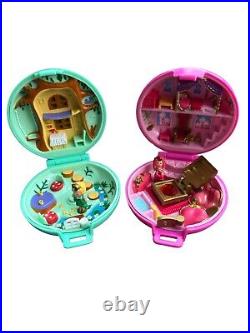 Vintage 1992 Polly Pocket Jeweled Forest And Palace Lot Of 2 Compacts Figures
