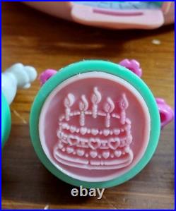 Vintage 1992 Polly Pocket Partytime Stampers 3 Stampers 4 figures No Cak G2U