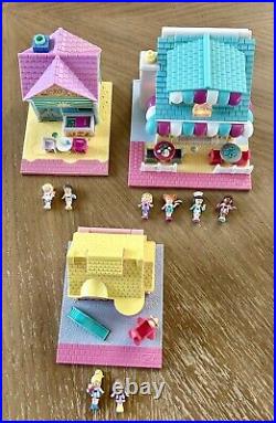 Vintage 1993 Polly Pocket Complete Toy Shop Beach Cafe Pizzeria with dolls