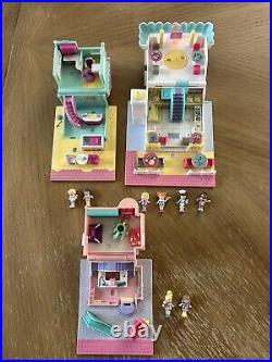 Vintage 1993 Polly Pocket Complete Toy Shop Beach Cafe Pizzeria with dolls