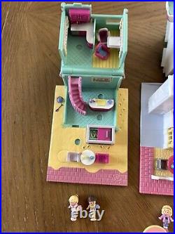 Vintage 1993 Polly Pocket Complete Toy Shop Beach Cafe Pizzeria with dolls