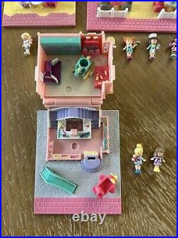 Vintage 1993 Polly Pocket Complete Toy Shop Beach Cafe Pizzeria with dolls
