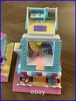 Vintage 1993 Polly Pocket Complete Toy Shop Beach Cafe Pizzeria with dolls