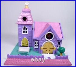 Vintage 1993 Polly Pocket Wedding Chapel Light Up Church with Steeple Complete