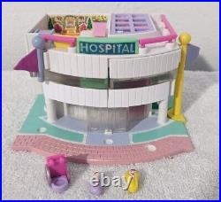 Vintage 1995 Polly Pocket Bluebird Childrens Hospital with 2 Babies and Wheelchair