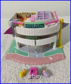 Vintage 1995 Polly Pocket Bluebird Childrens Hospital with 2 Babies and Wheelchair