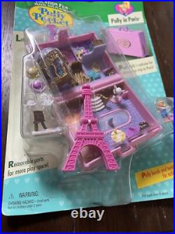 Vintage 1996 Polly Pocket Bluebird Polly In Paris New on Card Pink Suitcase