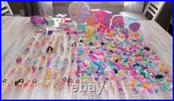 Vintage 2000's Polly Pocket Lot 60 Dolls 100's Rubber Clothes Accessories Parts