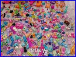 Vintage 2000's Polly Pocket Lot 60 Dolls 100's Rubber Clothes Accessories Parts
