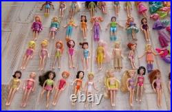 Vintage 2000's Polly Pocket Lot 60 Dolls 100's Rubber Clothes Accessories Parts