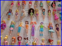 Vintage 2000's Polly Pocket Lot 60 Dolls 100's Rubber Clothes Accessories Parts