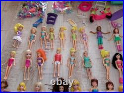 Vintage 2000's Polly Pocket Lot 60 Dolls 100's Rubber Clothes Accessories Parts