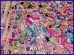 Vintage 2000's Polly Pocket Lot 60 Dolls 100's Rubber Clothes Accessories Parts