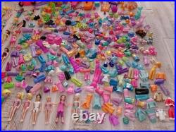 Vintage 2000's Polly Pocket Lot 60 Dolls 100's Rubber Clothes Accessories Parts