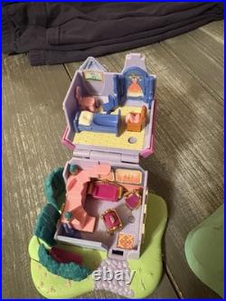 Vintage Bluebird Polly Pocket 8 Dolls, Cinderella Castle, Stepmother Cottage