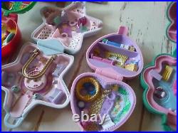 Vintage Bluebird Polly Pocket lot Stampin School 7 Compacts Snow White Playsets