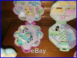 Vintage Lot of 8 BLUEBIRD Polly Pocket Compacts 1990 Pyjama Party Dressing Table