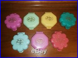 Vintage Lot of 8 BLUEBIRD Polly Pocket Compacts 1990 Pyjama Party Dressing Table